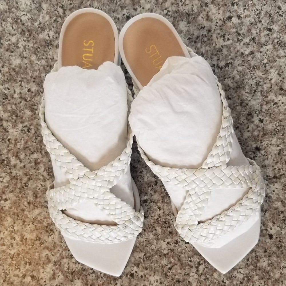 Stuart Weitzman, Rosie 50 Sandal, White Woven, Size 8B, Brand New W/ Box and Bag